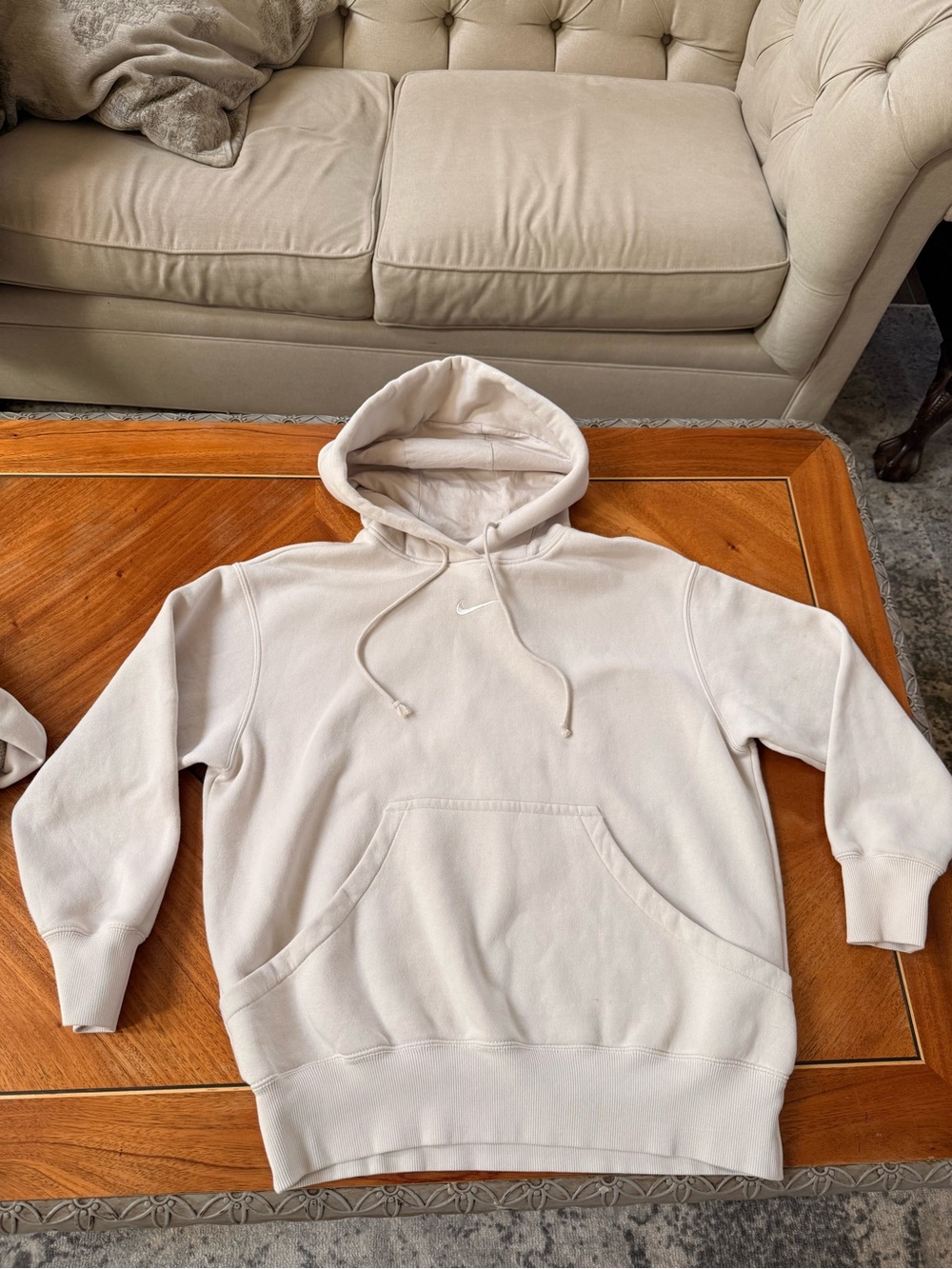 Nike Set Fleece Hoodie + Jogger | Cream/Light Beige | Size Small - Picture 2 of 11